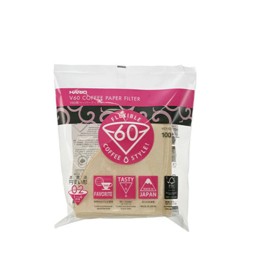 V60 BROWN PAPER FILTERS, SIZE 02 (100 CT)فلاتر هاريو ( ١٠٠ فلتر )